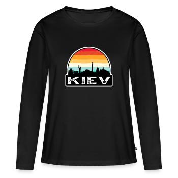 Kiev Ukraine Flag Skyline Souvenir de voyage - T-shirt manches longues Premium bio Femme - noir - Devant - Julia (174cm)