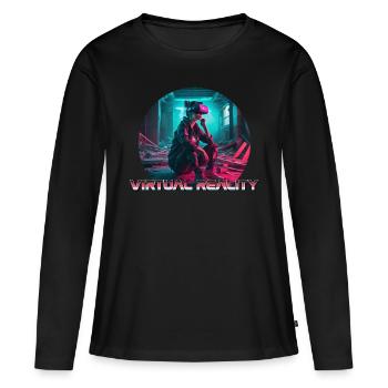 Abandon virtuel - T-shirt manches longues Premium bio Femme - noir - Devant - Julia (174cm)