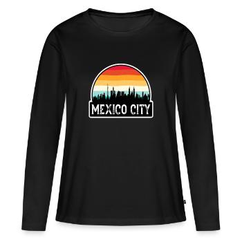 Mexico City Mexico Flag Skyline Souvenir de voyage - T-shirt manches longues Premium bio Femme - noir - Devant - Julia (174cm)
