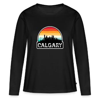 Calgary Canada Flag Skyline Souvenir de voyage - T-shirt manches longues Premium bio Femme - noir - Devant - Julia (174cm)