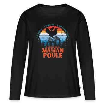 Fabuleuse Maman Poule - T-shirt manches longues Premium bio Femme - noir - Devant - Julia (174cm)