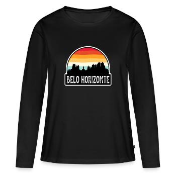 Belo Horizonte Brésil Flag Skyline Souvenir de voyage - T-shirt manches longues Premium bio Femme - noir - Devant - Julia (174cm)