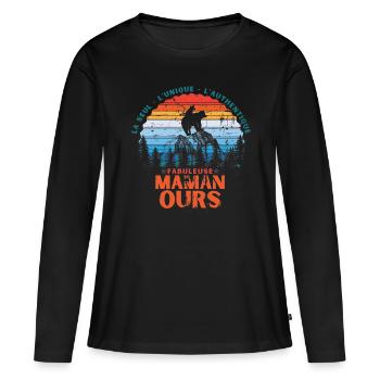 fabuleuse maman ours - T-shirt manches longues Premium bio Femme - noir - Devant - Julia (174cm)