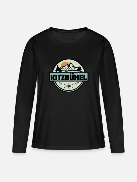 Kitzbühel - Frauen Premium Bio Langarmshirt - Schwarz