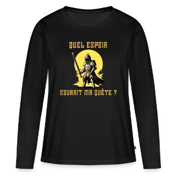 Quel espoir nourrit ma quête ? - T-shirt manches longues Premium bio Femme - noir - Devant - Julia (174cm)