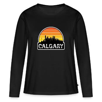 Calgary Canada Flag Skyline Souvenir de voyage - T-shirt manches longues Premium bio Femme - noir - Devant - Julia (174cm)