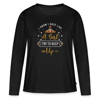 Piste de course de pilote de karting - T-shirt manches longues Premium bio Femme - noir - Devant - Julia (174cm)