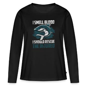Eau sous-marine d’ailerons de requin - T-shirt manches longues Premium bio Femme - noir - Devant - Julia (174cm)
