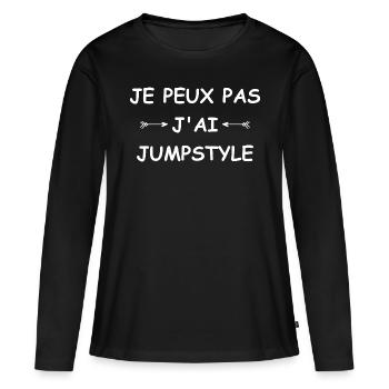 Je peux pas j'ai Jumpstyle - T-shirt manches longues Premium bio Femme - noir - Devant - Julia (174cm)