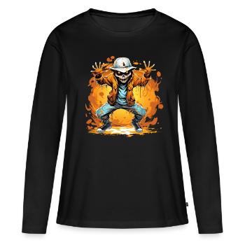 Skeleton Dabbing Hip Hop - T-shirt manches longues Premium bio Femme - noir - Devant - Julia (174cm)