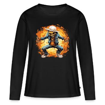 Joyeux Halloween Jack O Lantern Dabbing Monster - T-shirt manches longues Premium bio Femme - noir - Devant - Julia (174cm)