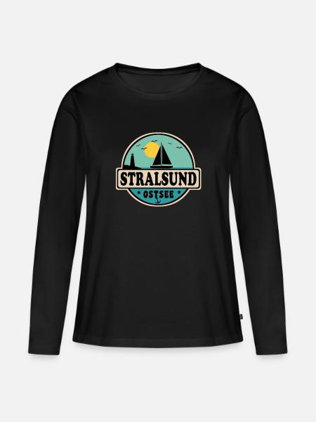 Stralsund - Frauen Premium Bio Langarmshirt - Schwarz