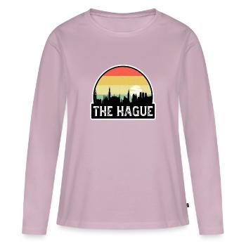 La Haye Drapeau des Pays-Bas Skyline Souvenir de voyage - T-shirt manches longues Premium bio Femme - rose poudré - Devant - Julia (174cm)