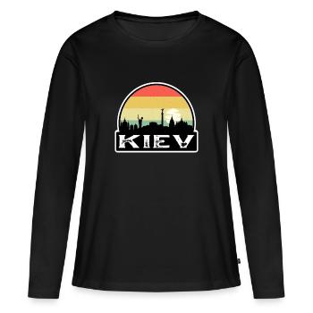 Kiev Ukraine Flag Skyline Souvenir de voyage - T-shirt manches longues Premium bio Femme - noir - Devant - Julia (174cm)