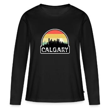 Calgary Canada Flag Skyline Souvenir de voyage - T-shirt manches longues Premium bio Femme - noir - Devant - Julia (174cm)