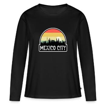 Mexico City Mexico Flag Skyline Souvenir de voyage - T-shirt manches longues Premium bio Femme - noir - Devant - Julia (174cm)