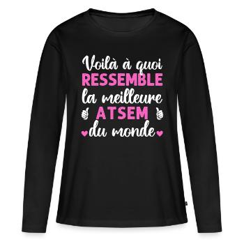 Meilleure atsem humour atsem cadeau merci atsem - T-shirt manches longues Premium bio Femme - noir - Devant - Julia (174cm)