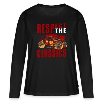 Automobil Mechaniker Alt - Frauen Premium Bio Langarmshirt - Schwarz - Vorne - Julia (174cm)
