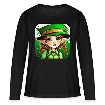 Saint Patrick’s Day Irish Leprechaun Leprechaun Girl - T-shirt manches longues Premium bio Femme - noir - Devant - Julia (174cm)