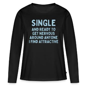 Célibataire - T-shirt manches longues Premium bio Femme - noir - Devant - Julia (174cm)
