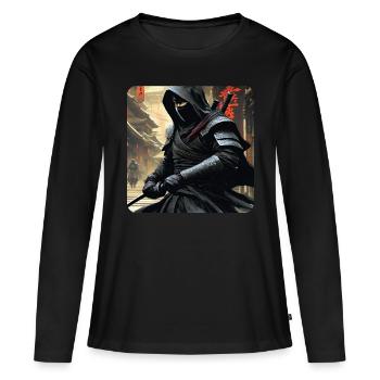 Mystérieux guerrier ninja - T-shirt manches longues Premium bio Femme - noir - Devant - Julia (174cm)