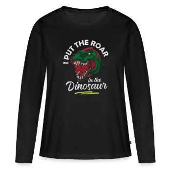 Saurier Urzeit Velociraptor Kinder - Frauen Premium Bio Langarmshirt - Schwarz - Vorne - Julia (174cm)
