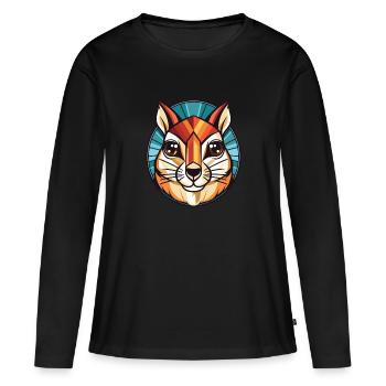 Chipmunk Aquarelle colorée Illustration d’animaux - T-shirt manches longues Premium bio Femme - noir - Devant - Julia (174cm)
