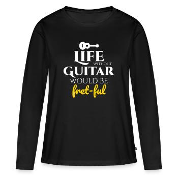 Fret-fully Funny: Célébrer la vie avec des guitares - T-shirt manches longues Premium bio Femme - noir - Devant - Julia (174cm)