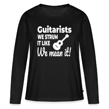 Gratter avec passion : célébrer les guitaristes - T-shirt manches longues Premium bio Femme - noir - Devant - Julia (174cm)