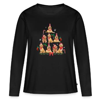 Hunde-Weihnachten. Hund Weihnachtsbaum - Frauen Premium Bio Langarmshirt - Schwarz - Vorne - Julia (174cm)