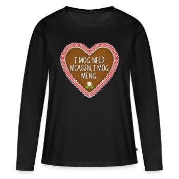 I Mog Need Lebkuchenherz - Frauen Premium Bio Langarmshirt - Schwarz - Vorne - Julia (174cm)