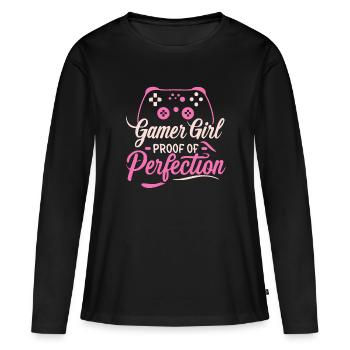 gamer girl Proof of Perfection - Women's Premium Organic Long Sleeve Shirt - black - Front - Julia (174cm)