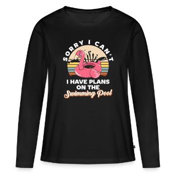 Swmming Pool Partymonster Partyzeit Sonne - Frauen Premium Bio Langarmshirt - Schwarz - Vorne - Julia (174cm)