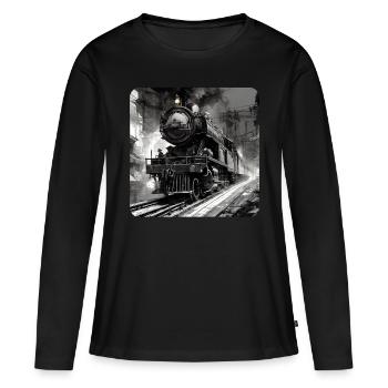 Cool Motif Locomotive - Women's Premium Organic Long Sleeve Shirt - black - Front - Julia (174cm)