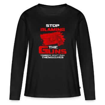 Armes Pistolet Tir Arme à feu - T-shirt manches longues Premium bio Femme - noir - Devant - Julia (174cm)
