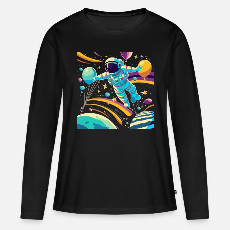 Astronaut - Frauen Premium Bio Langarmshirt - Schwarz