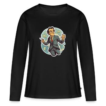 Richard Feynman - T-shirt manches longues Premium bio Femme - noir - Devant - Julia (174cm)