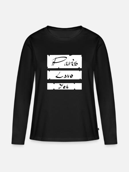 Paris Love Yeh - Frauen Premium Bio Langarmshirt - Schwarz