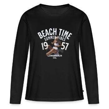 Beach Time LongBeach - Women's Premium Organic Long Sleeve Shirt - black - Front - Julia (174cm)