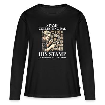 Timbres-poste d’époque Collectionneur de papa - T-shirt manches longues Premium bio Femme - noir - Devant - Julia (174cm)