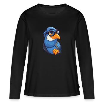 Jay portant des lunettes Cartoon Kawaii Illustration - T-shirt manches longues Premium bio Femme - noir - Devant - Julia (174cm)