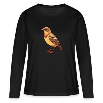 Drossel Cartoon Kawaii Aquarell Illustration - Frauen Premium Bio Langarmshirt - Schwarz - Vorne - Julia (174cm)