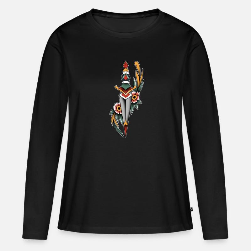 Pugnale tradizionale della vecchia scuola - Maglia a maniche lunghe ecologica premium da donna - nero