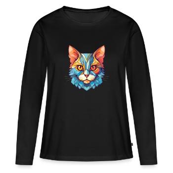 Bambino Cat Breed Illustration aquarelle colorée - T-shirt manches longues Premium bio Femme - noir - Devant - Julia (174cm)