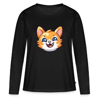 Bambino chat dessin animé illustration à l’aquarelle - T-shirt manches longues Premium bio Femme - noir - Devant - Julia (174cm)