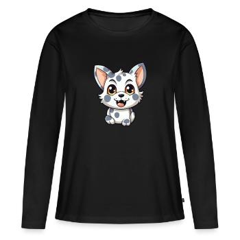 Australien tacheté brume chat dessin animé Art de l’aquarelle - T-shirt manches longues Premium bio Femme - noir - Devant - Julia (174cm)