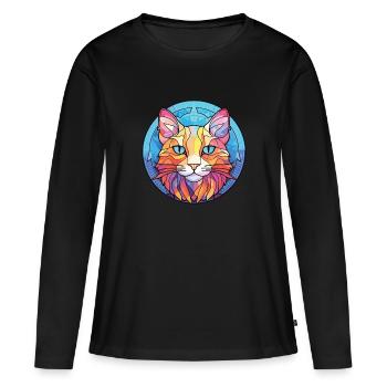 Dessin animé d’aquarelle colorée de chat de brume australienne - T-shirt manches longues Premium bio Femme - noir - Devant - Julia (174cm)