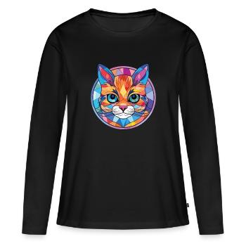 Bambino Cat Breed Illustration aquarelle colorée - T-shirt manches longues Premium bio Femme - noir - Devant - Julia (174cm)