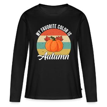 Automne - T-shirt manches longues Premium bio Femme - noir - Devant - Julia (174cm)