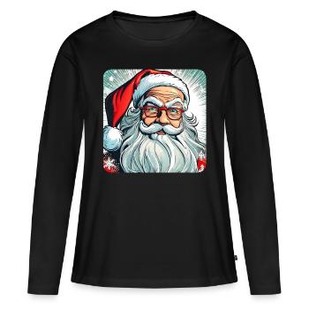 Funny Santa Claus with glasses - Women's Premium Organic Long Sleeve Shirt - black - Front - Julia (174cm)